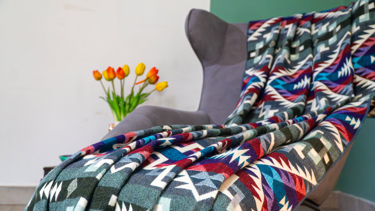 Warme zachte plaid 'Cobija Géometrico Azul'