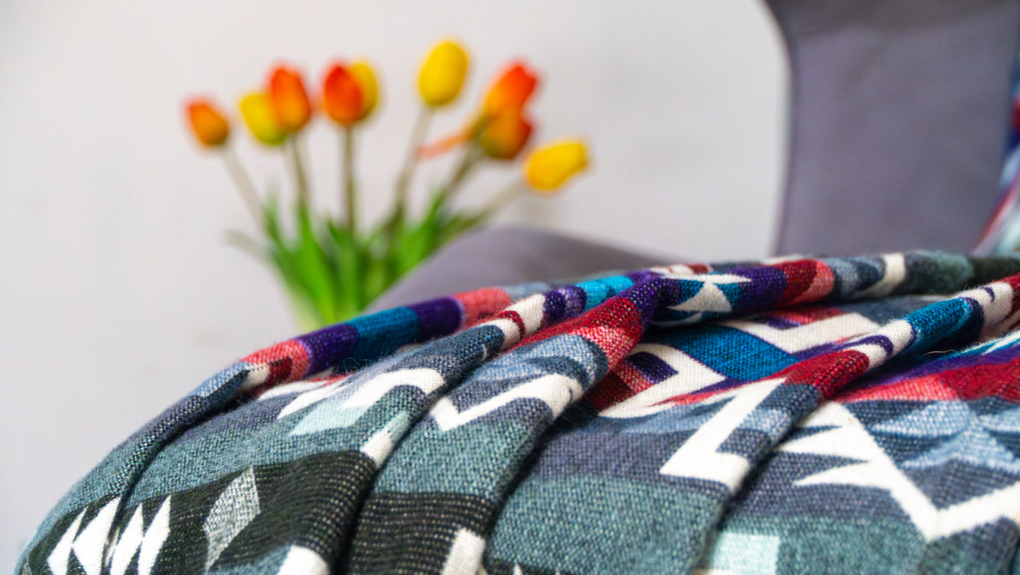 Warme zachte plaid 'Cobija Géometrico Azul'