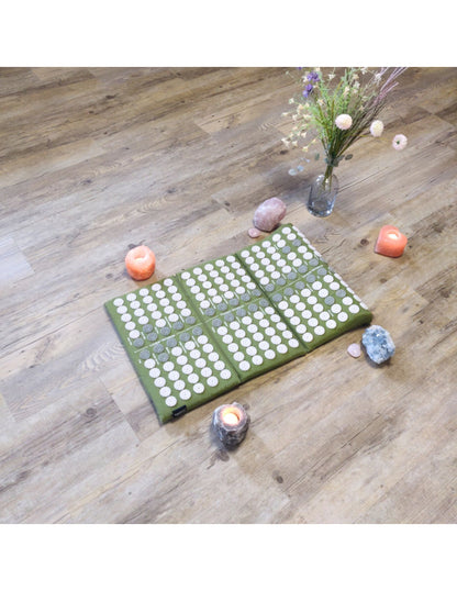 YogaStyles Spijkermat 3-Fold / Acupressuur mat olijfgroen